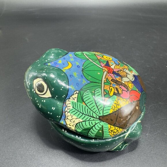 Mexican RedWare Pottery Hand Painted Frog Shape Trinket Holder Jewelry Holder - Picture 7 of 13